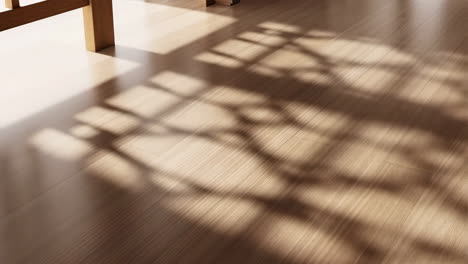sunlight and shadows on a wooden floor