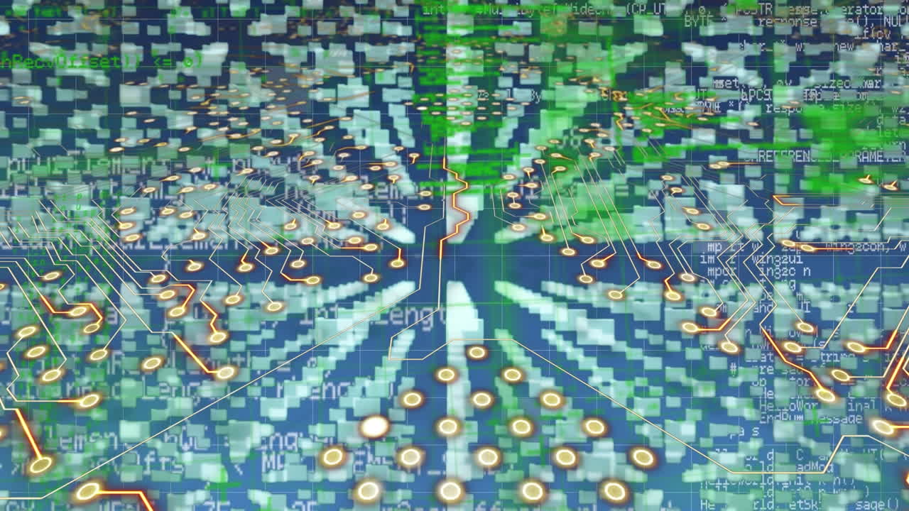 보안 잠금 아이콘과 데이터 처리를 통해 마이크로 프로세서 연결의 애니메이션