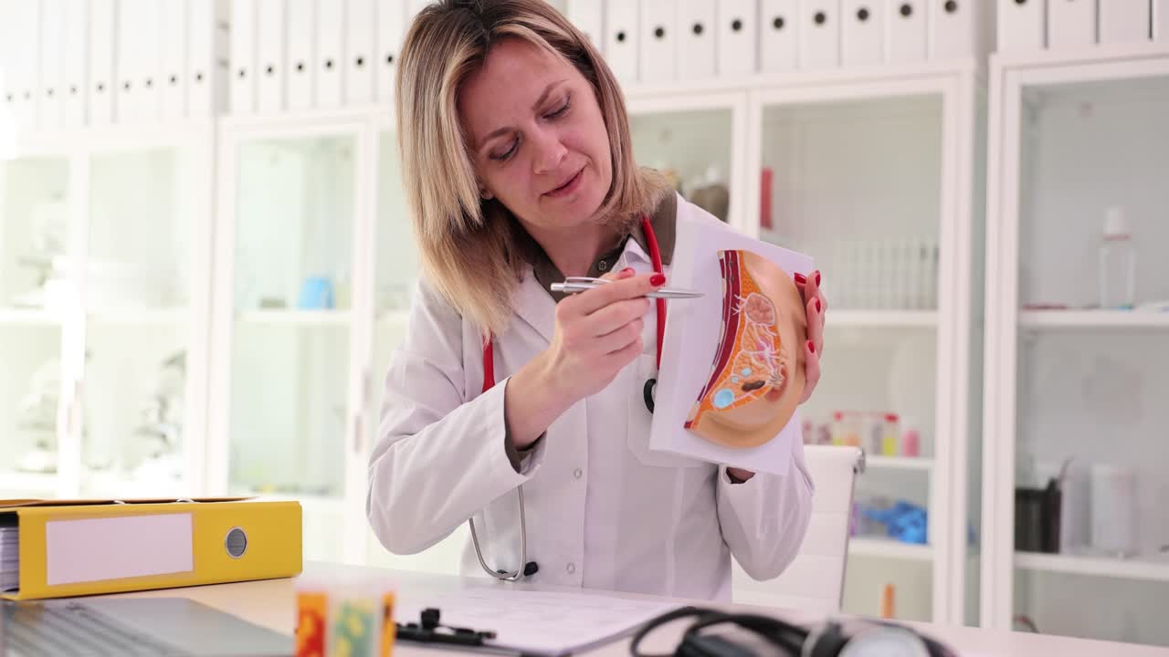 Doctor explaining anatomy with a model