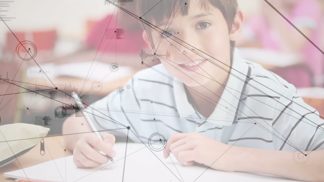 학교생의 글쓰기를 통한 연결 네트워크의 애니메이션