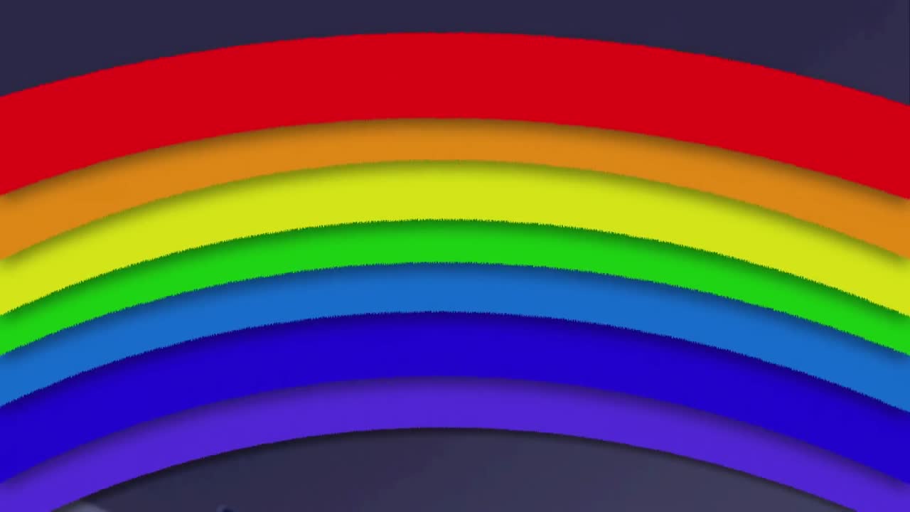 어두운 파란색 배경에 무지개가 흔들리는 애니메이션