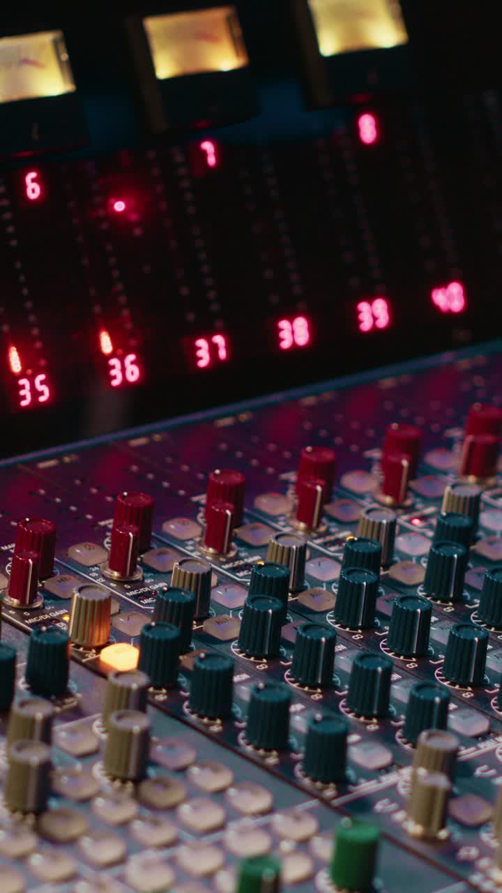 Professional Audio Mixing Console with Illuminated Controls