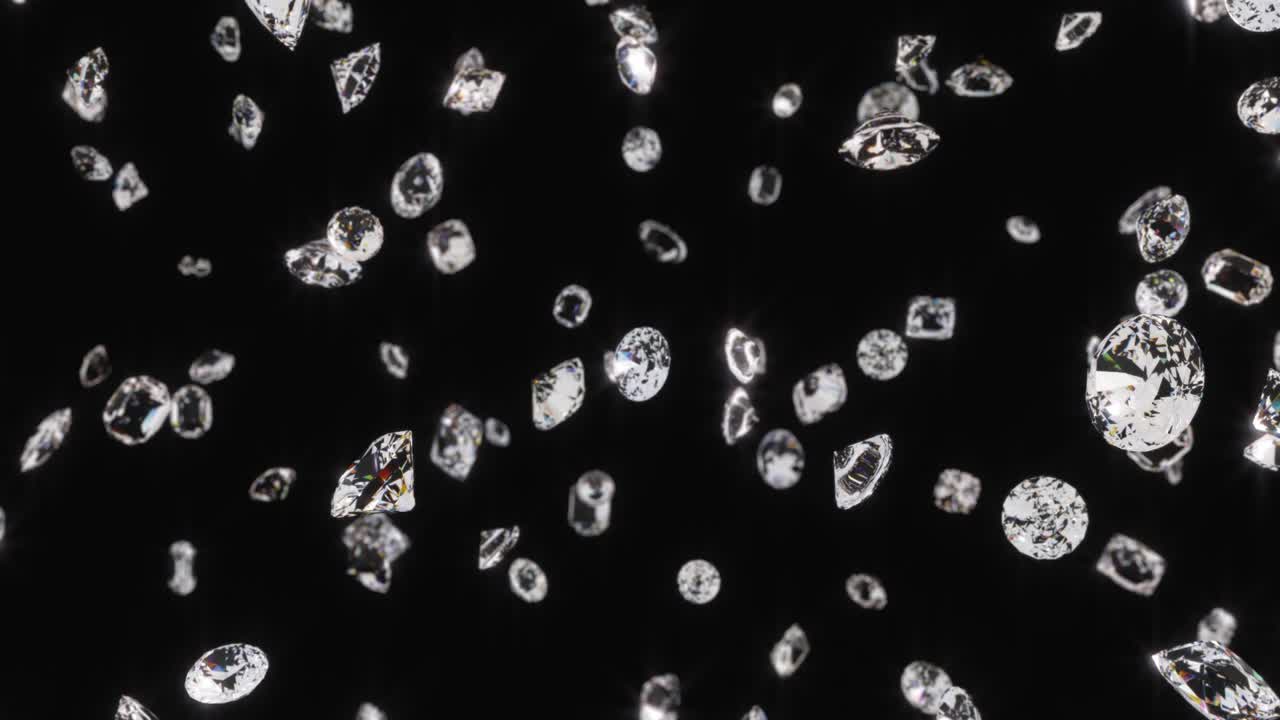 아름다운 반이는 다이아몬드 보석이 느린 동작으로 떨어집니다. - 4k 원활한 루프 모션 배경 애니메이션