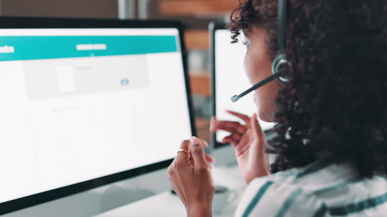 A woman working in a call center