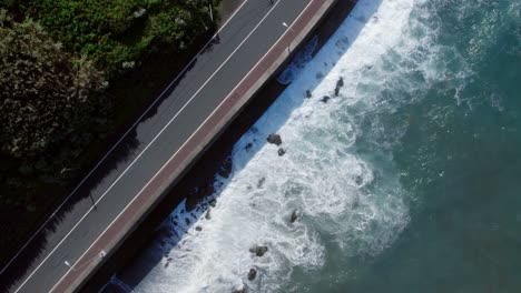 coastal road with waves