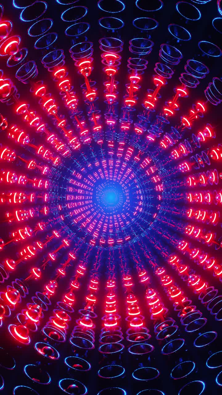 Pittura artistica al neon con forme circolari. Video verticale in loop