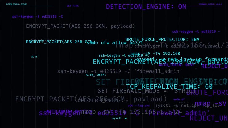 Interfaccia di sicurezza informatica che mostra la configurazione del firewall e i dati di sicurezza della rete