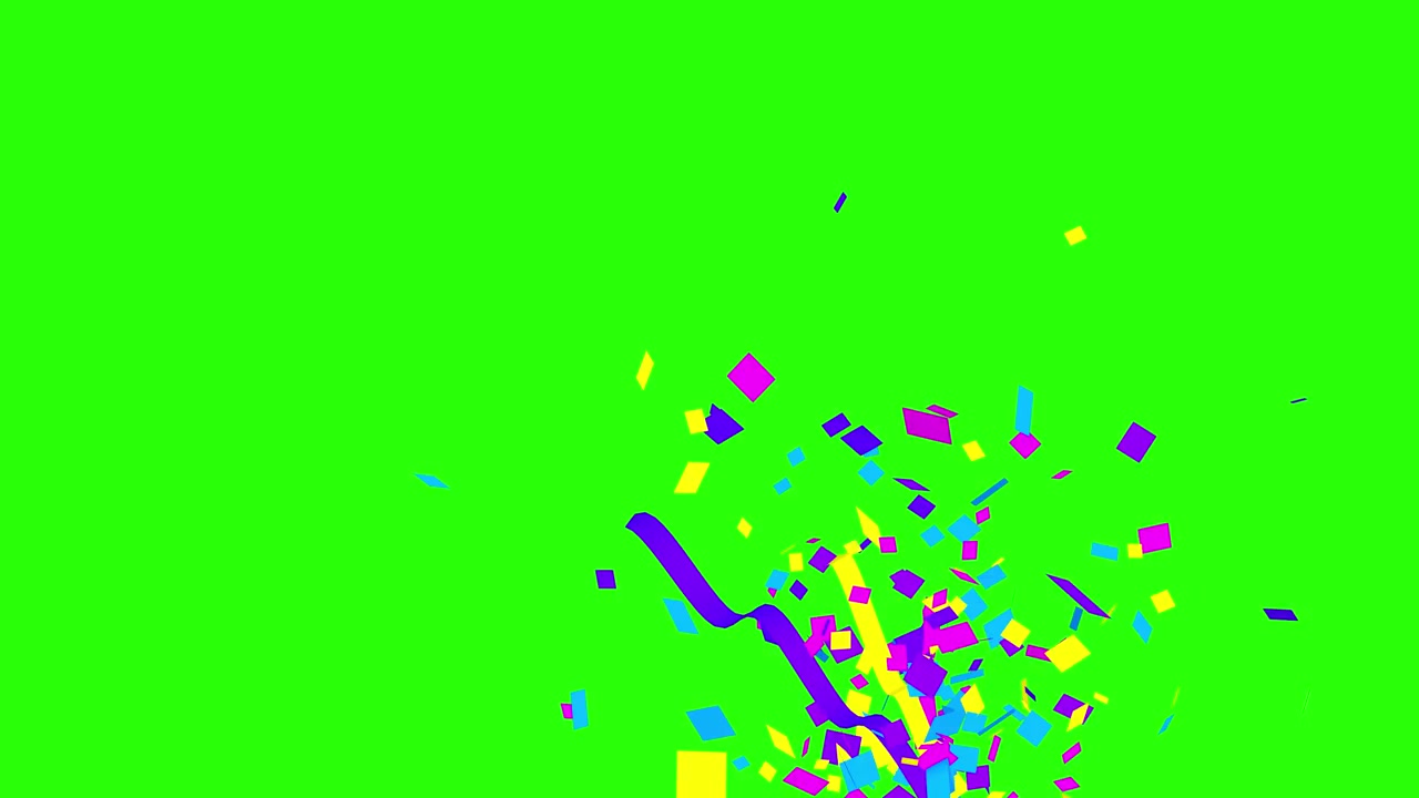 Colorful Confetti and Ribbons on Green Screen