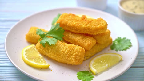 fried fish finger stick or french fries fish with sauce