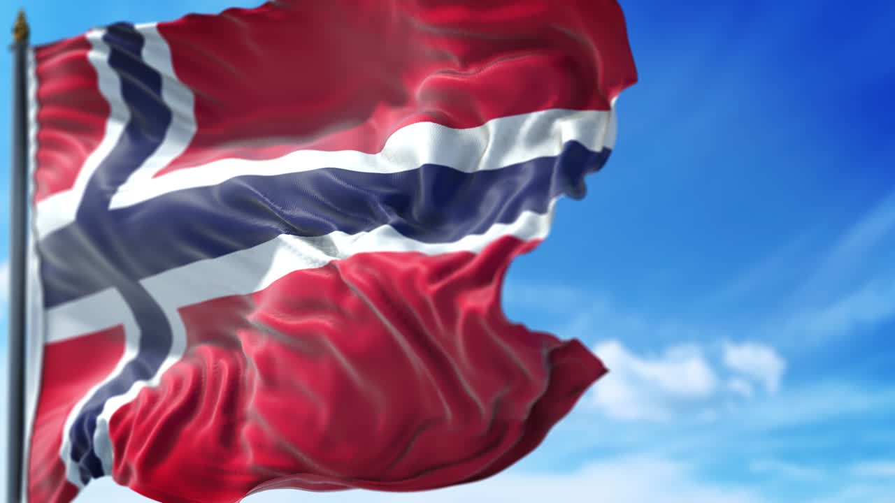 노르웨이 발이 파란 하늘을 향해 천천히 흔들리고 있습니다.