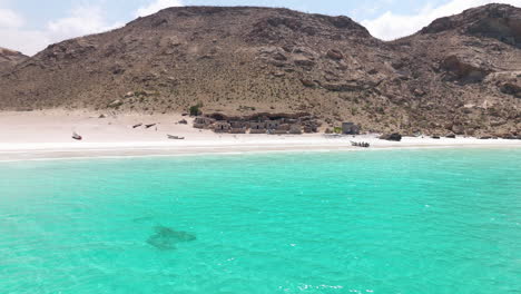 idyllic landscape of shoab beach in socotra island, yemen - drone shot