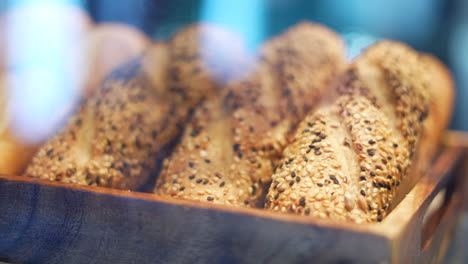 bred in a shelf on bakery testy and fluffy