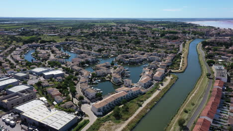 Marina-du-Port-du-Roy-Aigues-Mortes-aerial-shot-sunny-summer-day