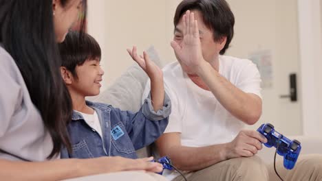 family playing video games