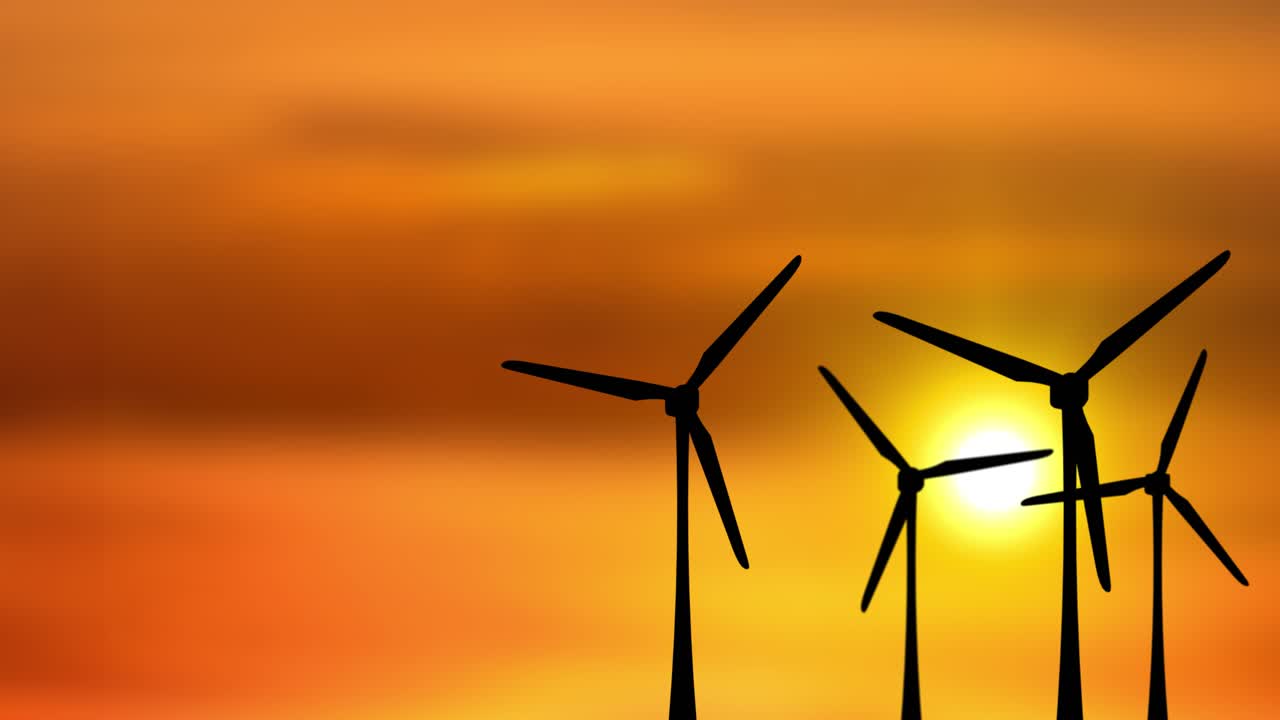 Clean electricity energy solar and wind energy production economic loop animation background