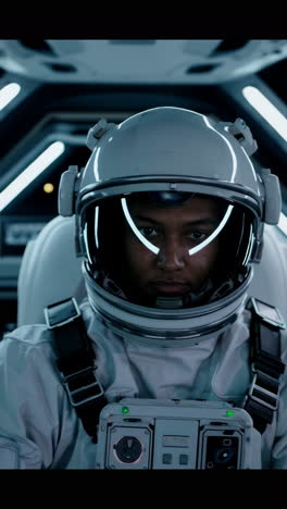 astronaut in spaceship cockpit