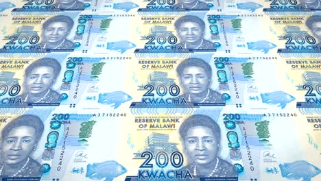 banknotes of two hundred malawian kwacha of malawi rolling, cash money, loop