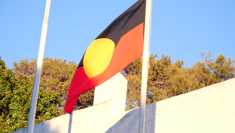 aboriginal flag waving in the wind