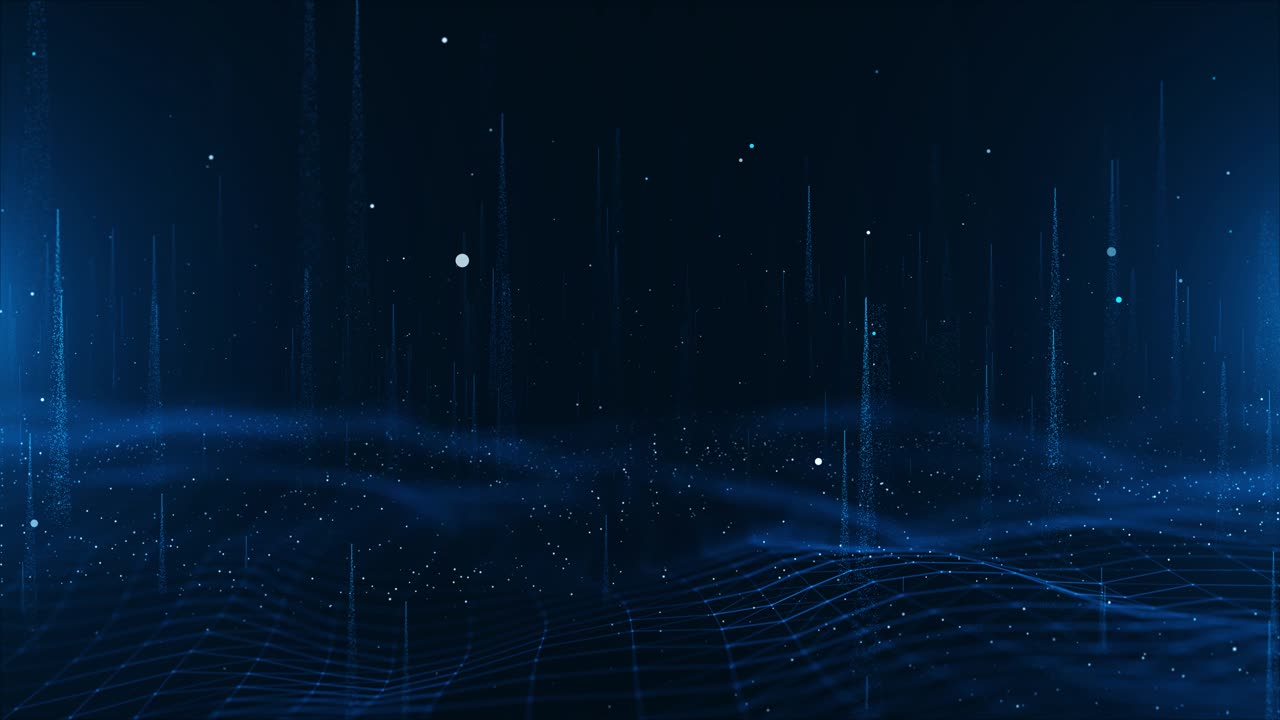 Digitale, cyber-onda, tecnologia a matrice, cyberspazio, flusso di dati, griglia luminosa blu, aziendale, corporate