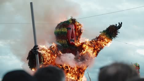 burning of the careto at podence carnival in portugal