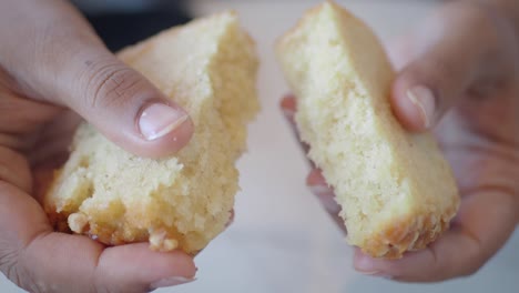 woman holding slices of bread