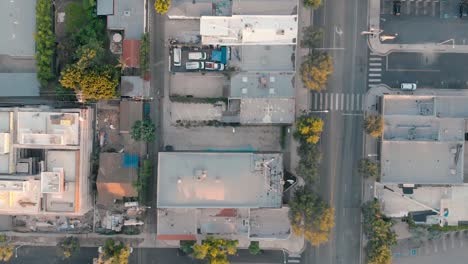 drone high angle top down look at west hollywood california