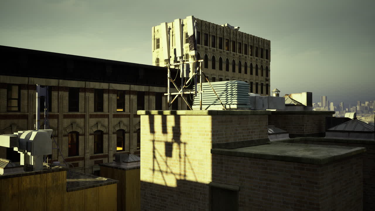 Urban rooftop view showcasing modern architecture and city skyline