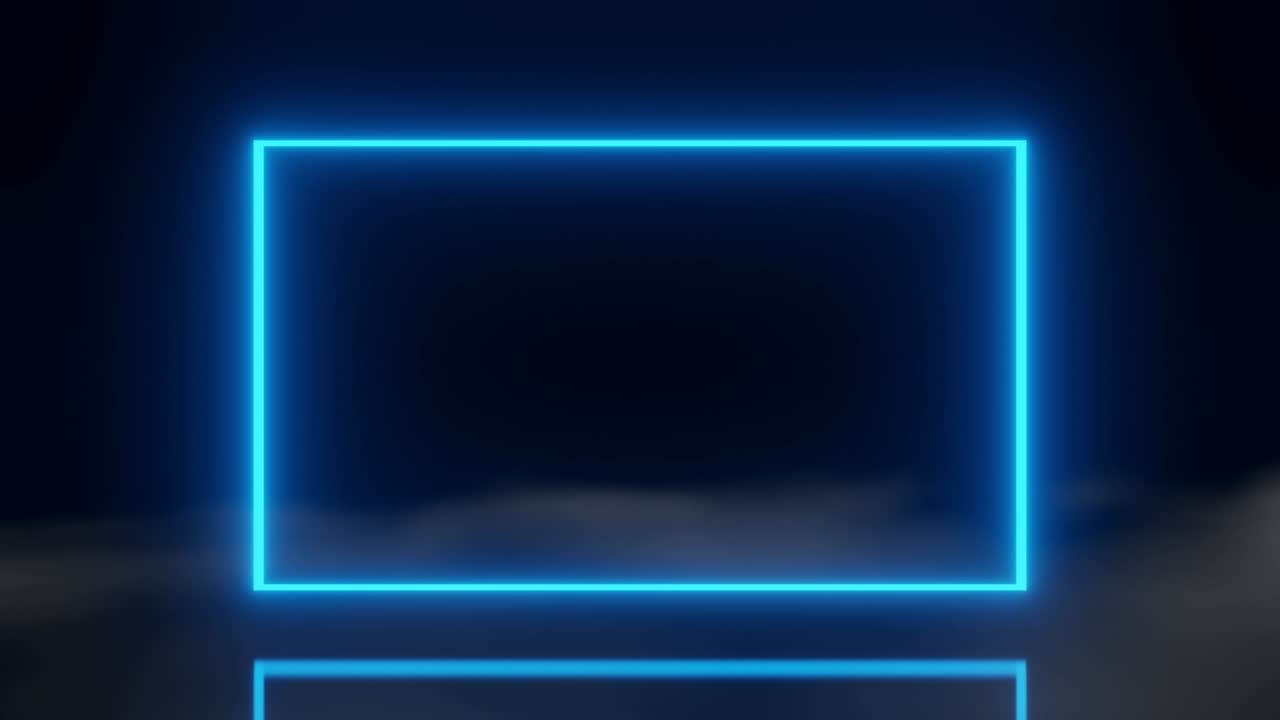 추상 기술 led 스크린 파란색 오렌지 빛나는 네온 라인 애니메이션 안개 배경 3d 렌더링