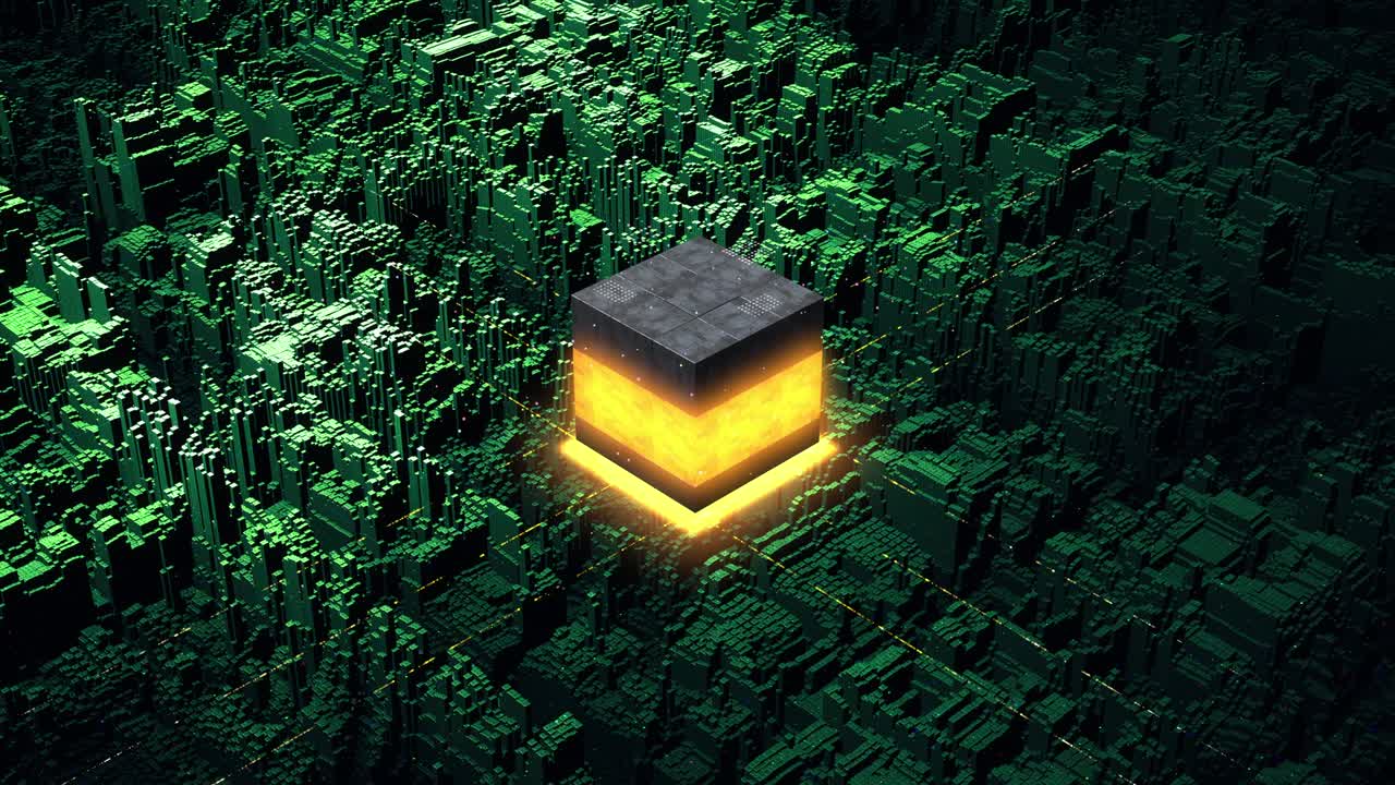 procesador de computadora con conexiones y señales complejas. chip activa el sistema.