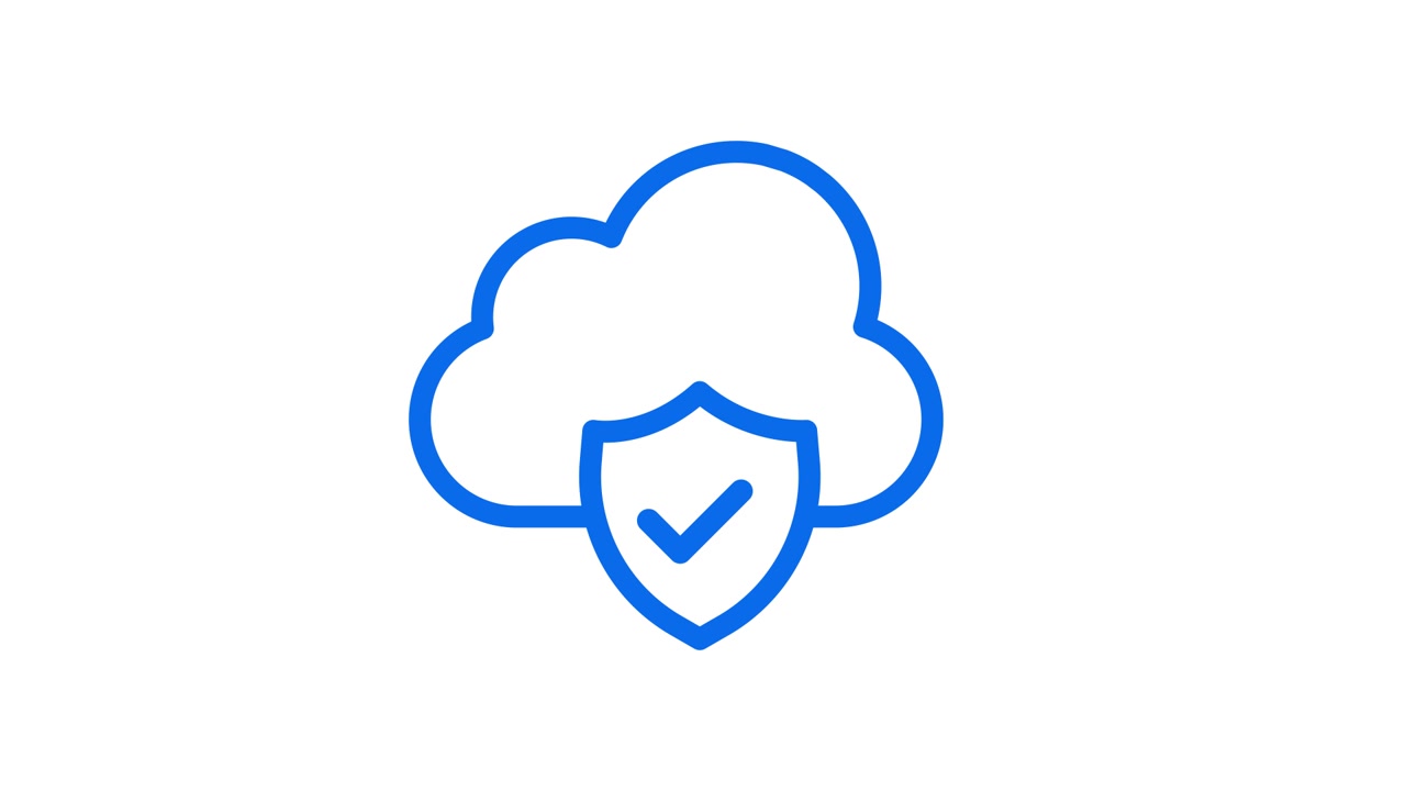 Icona animata di sicurezza cloud che mostra protezione e risoluzione delle minacce