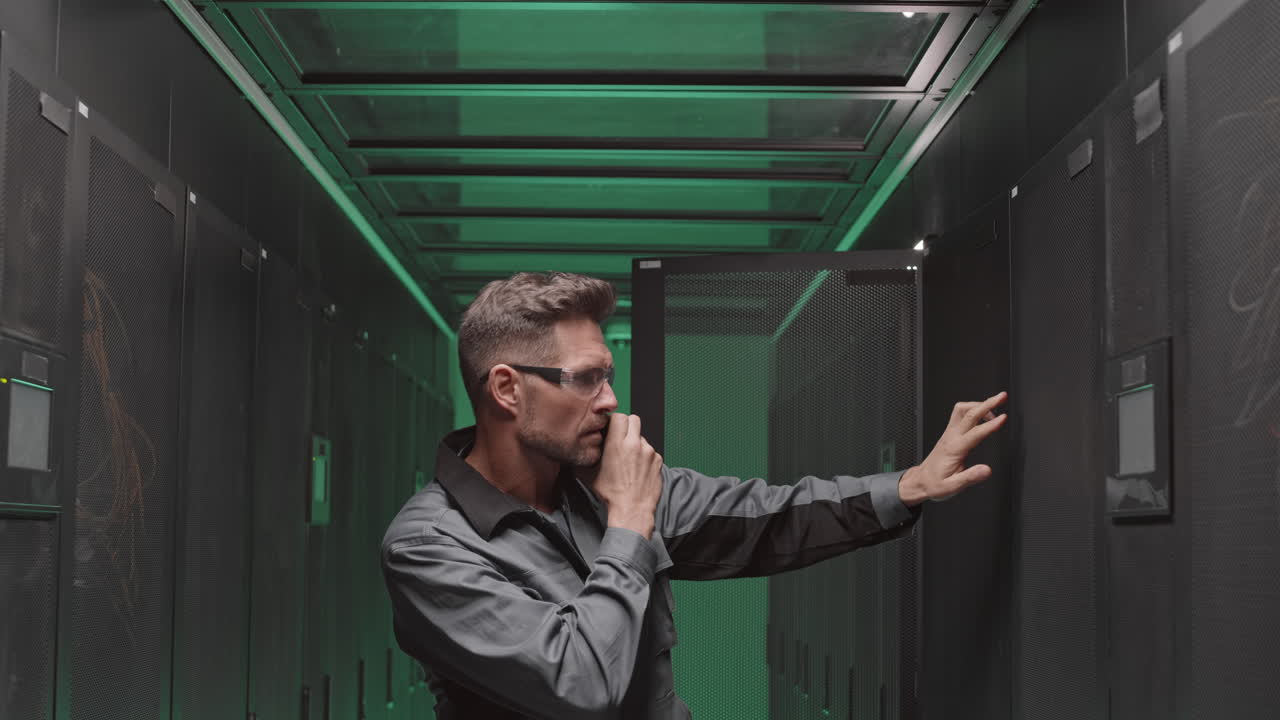 Technician Working in a Data Center