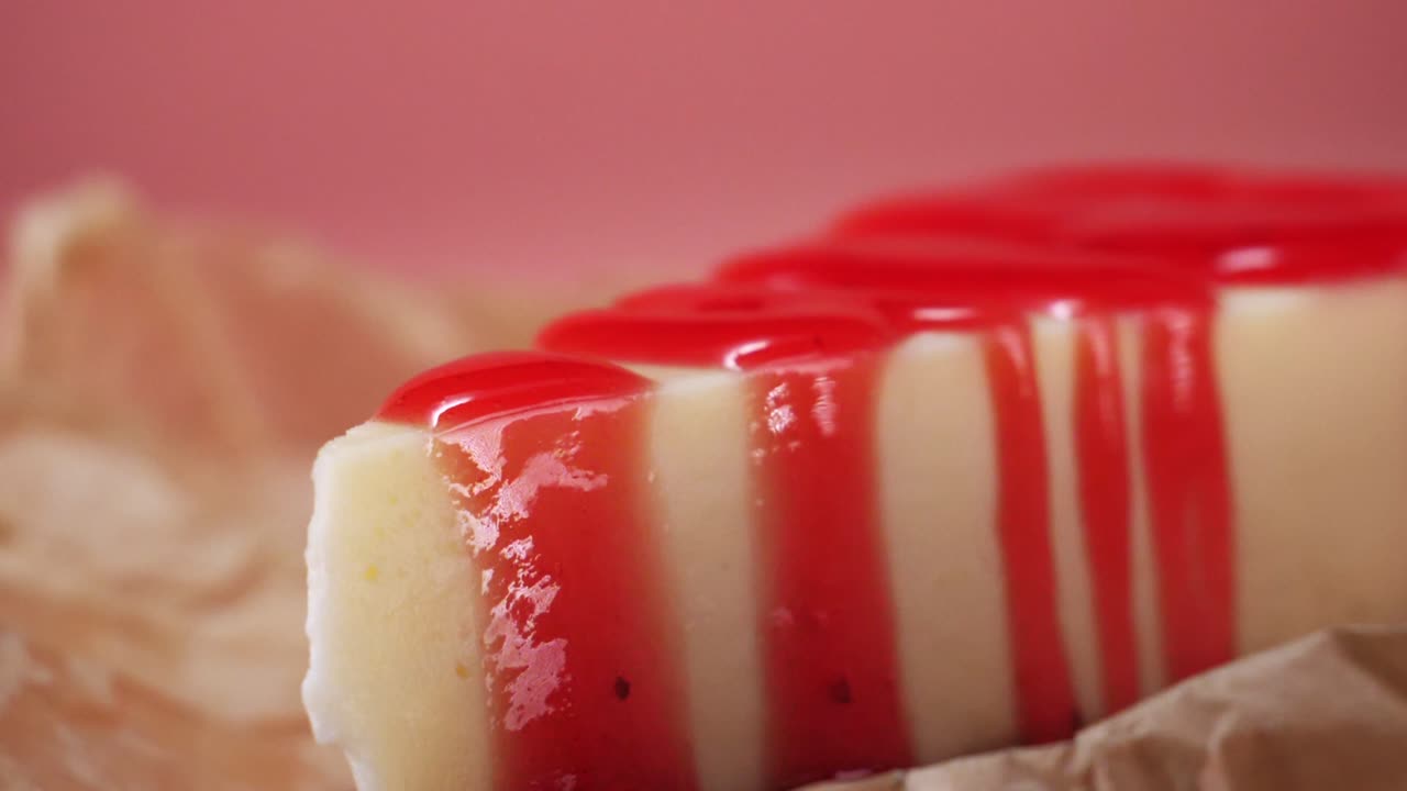 кусочек клубничного сырного пирога