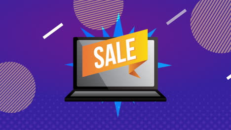 sale commercial label with laptop