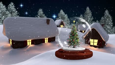 Christmas-animation-of-illuminated-huts-and-Christmas-tree-in-magical-forest-at-night-4k