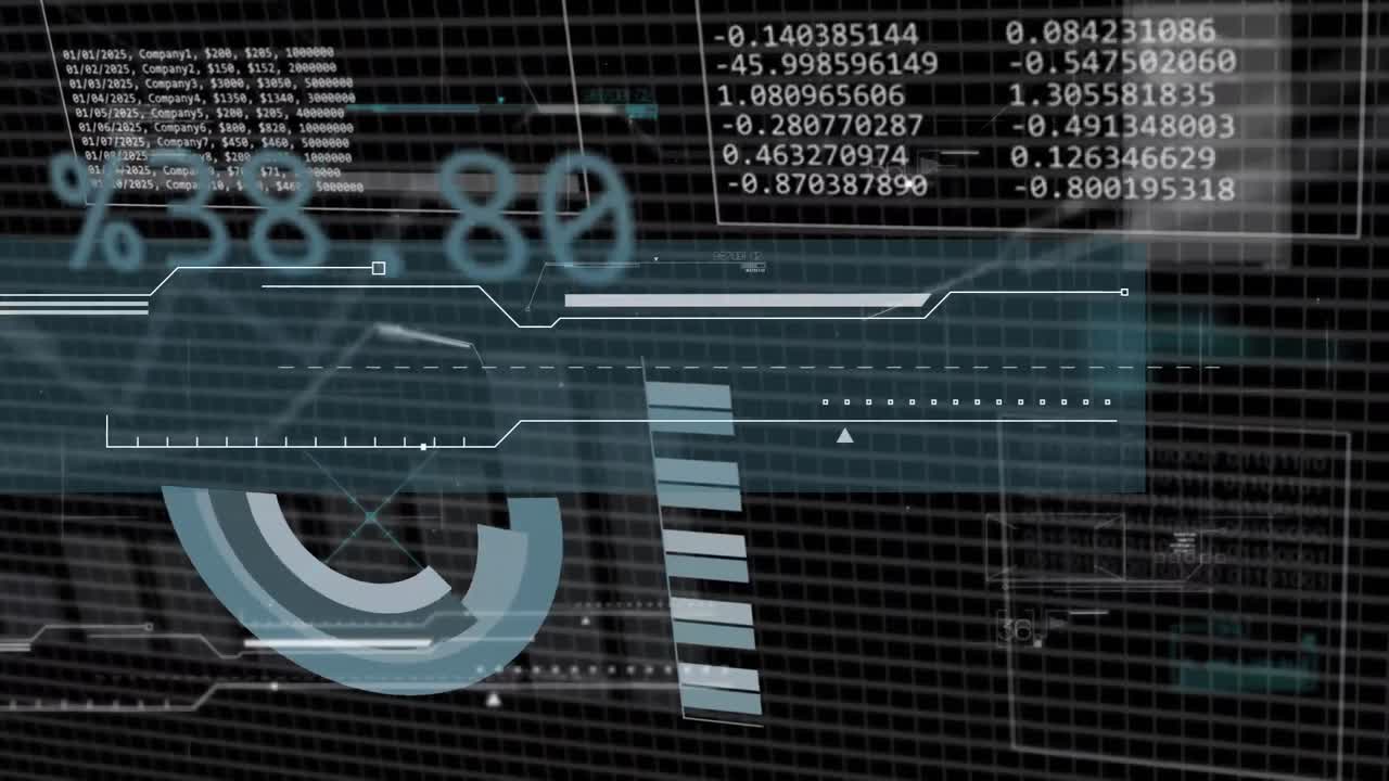 animación del procesamiento de datos financieros sobre la ciudad