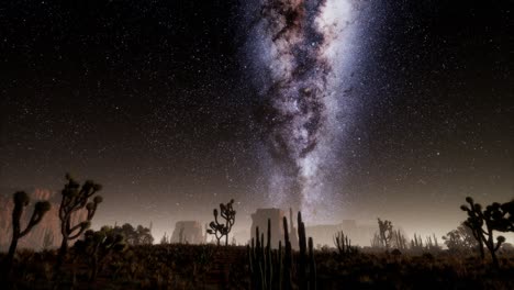 hiperlapso en el parque nacional del valle de la muerte desierto iluminado por la luna bajo las estrellas de la galaxia