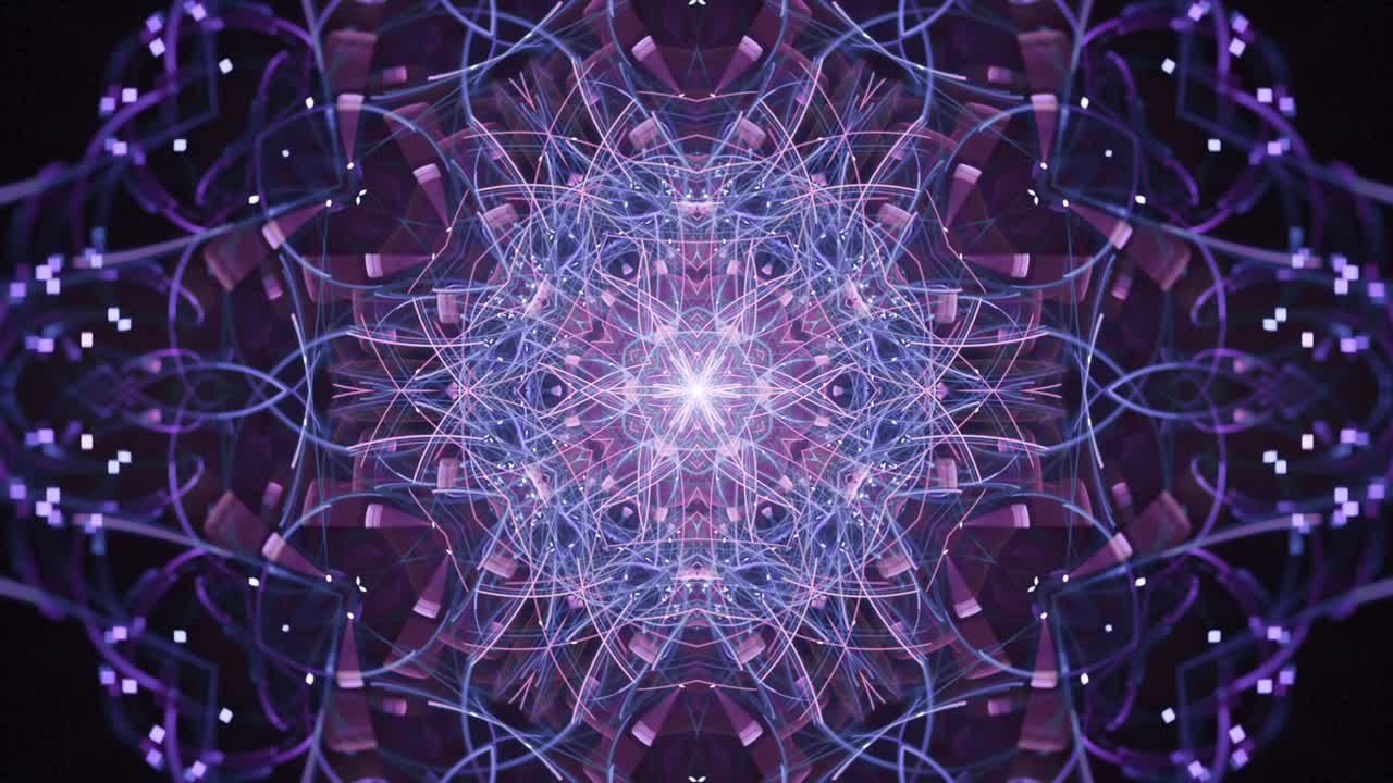 fusión de líneas de mandala cósmico sagrado en roseta azul púrpura - trance trippy rápido energía ligera caleidoscopio fractal música vj vlog - fondo abstracto en bucle sin interrupciones
