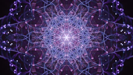 sacred cosmic mandala lines fusion in purple blue rosette - fast trippy trance light energy fractal kaleidoscope music vj vlog - seamless looping abstract background