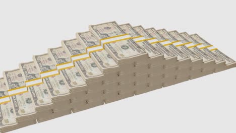many wads of money. 10 us dollar banknotes. stacks of money.