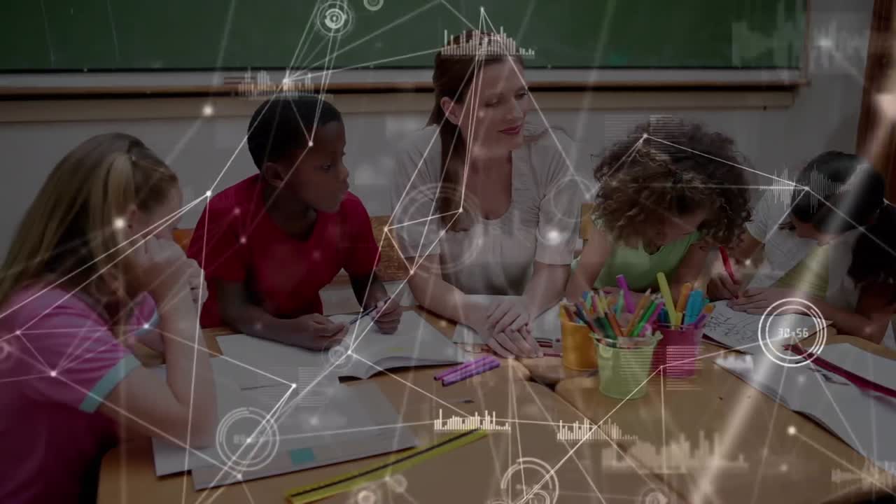 학교 아이들의 글쓰기를 통한 연결 네트워크의 애니메이션