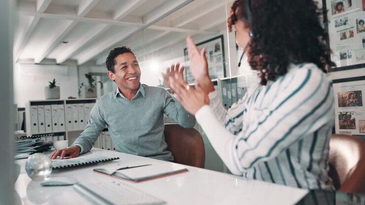 Business team collaborating in modern office