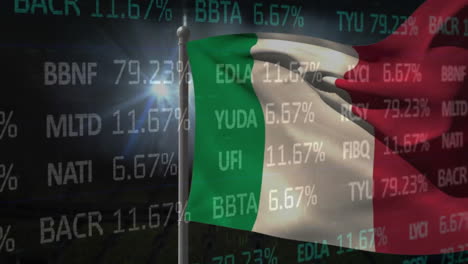 Animación-Del-Procesamiento-De-Datos-Financieros-Sobre-La-Bandera-De-Italia.