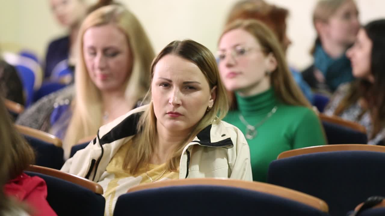 Classmates Sitting In Classroom During Lecture. VINNITSA, UKRAINE, APRIL 2017: Education process at professor lecture in audience at university