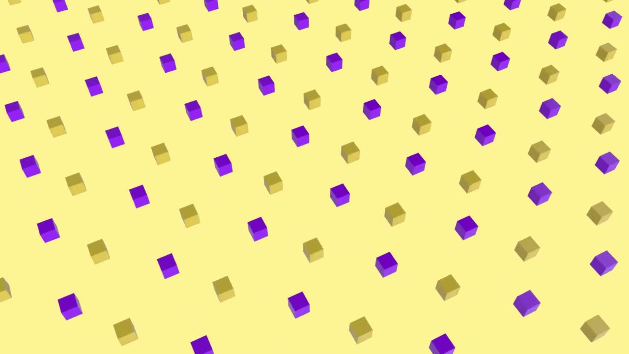3D purple and yellow square moving