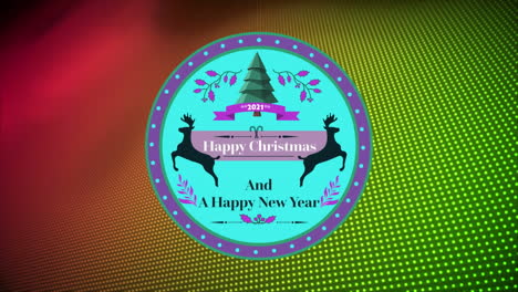 animation of happy christmas and a happy new year text over green background