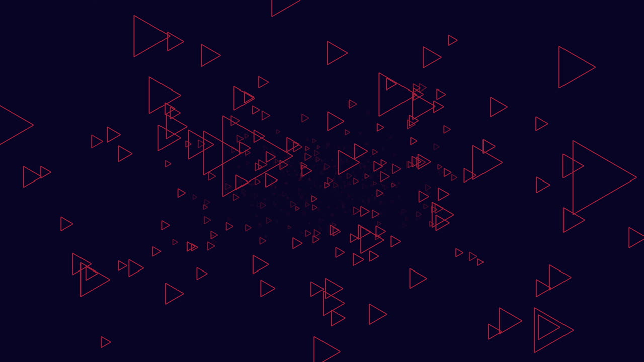 triángulos de neón de arco iris al azar en la galaxia oscura