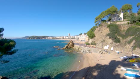 Lloret-De-Mar,-Strand.-Spanien-Mittelmeer.-Costa-Brava