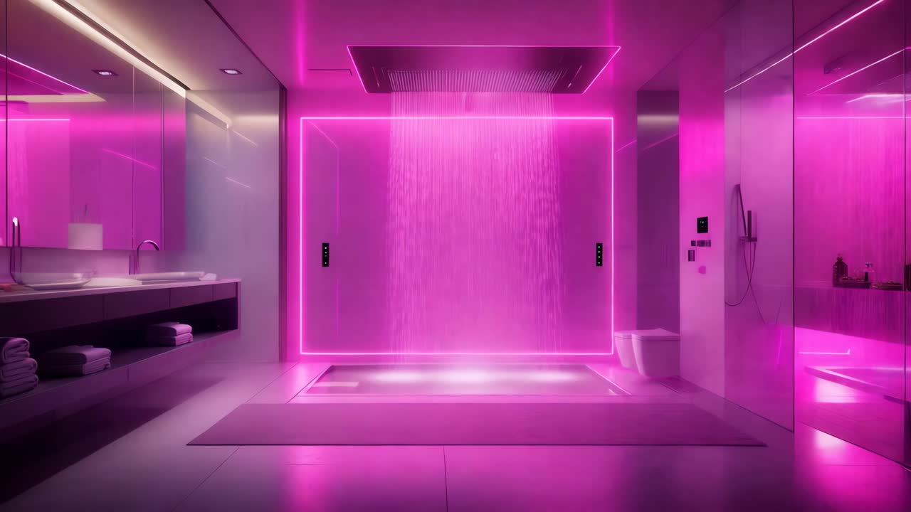 diseño de baño de lujo de ducha de lluvia rosa