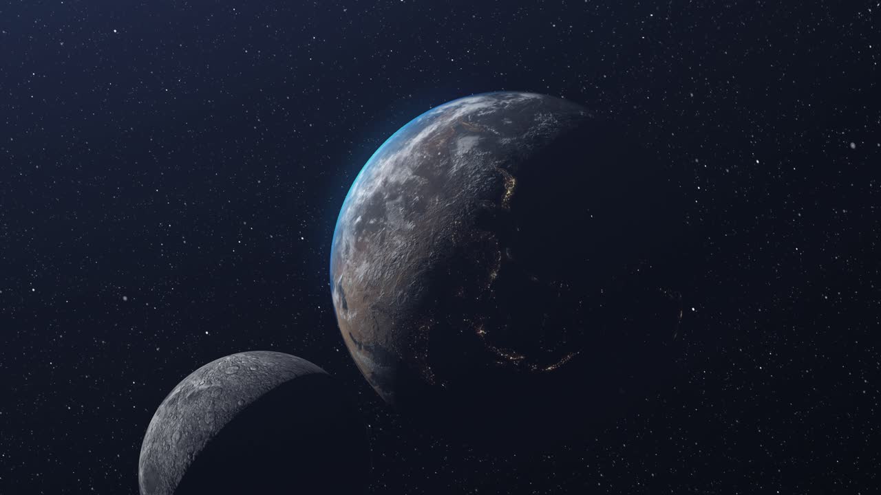 la tierra y la luna en el espacio