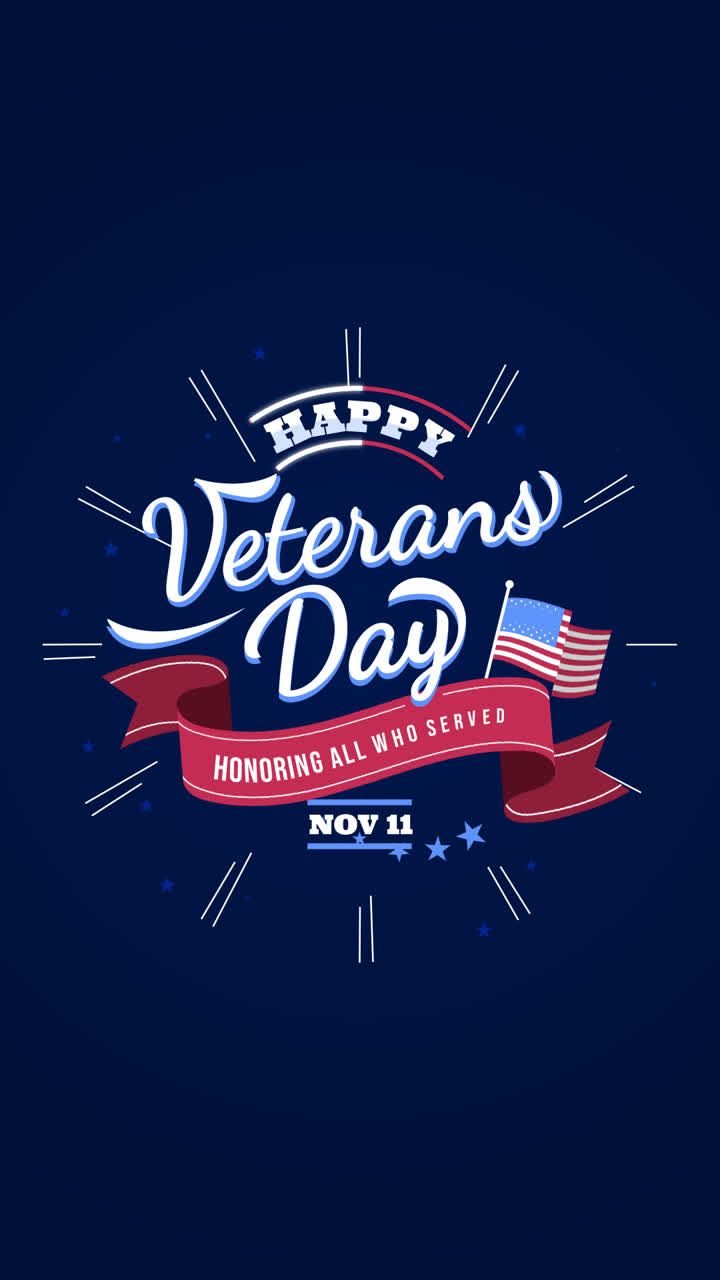 리본 글자와 함께 참전용사 날의 애니메이션